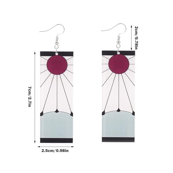Boucles doreilles Demon Slayer, Stud Demon Slayer 2Pcs, Ubephant Dessin Animé Acrylique Accessoire, Boucles doreilles Unise