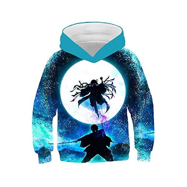 Yumenam Enfant Demon Slayer Sweat à Capuche Tanjirou Nezuko Imprimé Casual Hoodie Cosplay Déguisement dhalloween pour Garçon
