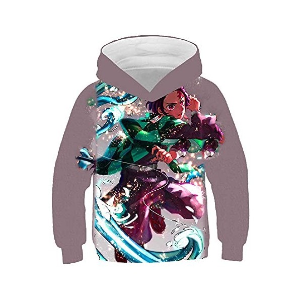 Yumenam Enfant Demon Slayer Sweat à Capuche Tanjirou Nezuko Imprimé Casual Hoodie Cosplay Déguisement dhalloween pour Garçon