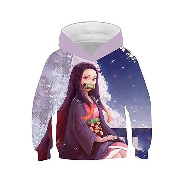 Yumenam Enfant Demon Slayer Sweat à Capuche Tanjirou Nezuko Imprimé Casual Hoodie Cosplay Déguisement dhalloween pour Garçon