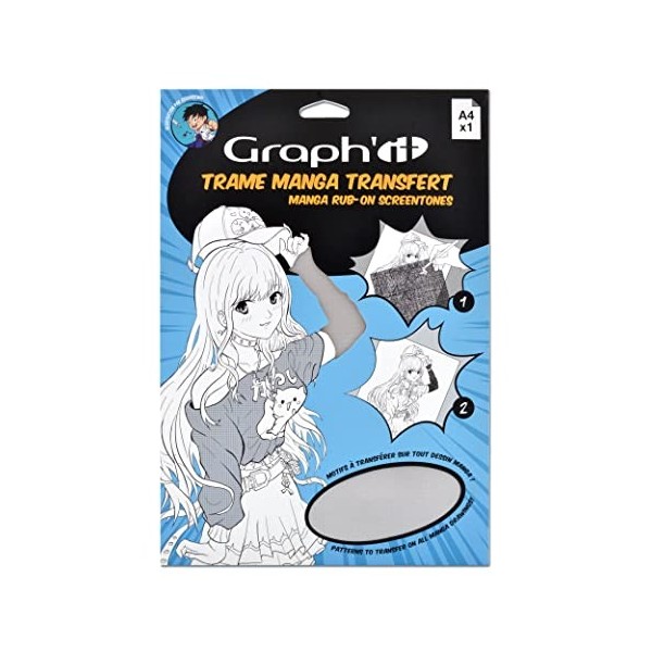 GRAPH’IT - Trame à transférer pour le dessin et illustration Manga - décalcomanie par transfert à sec - format A4 - motif Omb