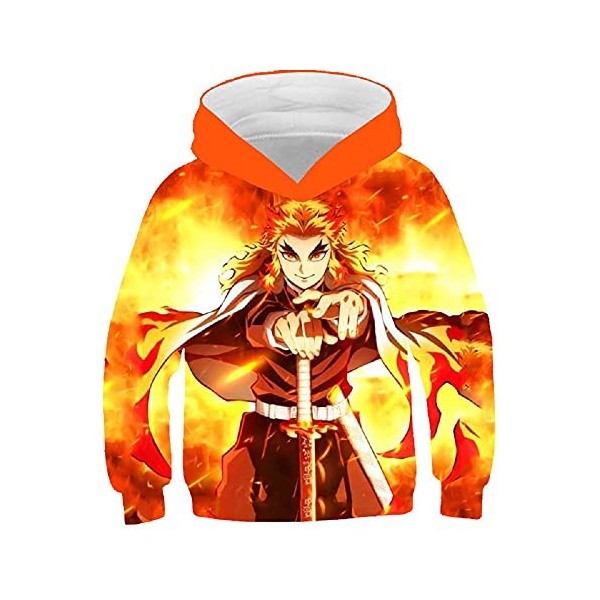 Yumenam Enfant Demon Slayer Sweat à Capuche Tanjirou Nezuko Imprimé Casual Hoodie Cosplay Déguisement dhalloween pour Garçon