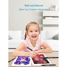 TongFu 12 Couleurs Feutre, Couleurs Vives Feutres Coloriage Enfants Double Pointe Feutres Aquarelle Stylos Pointe Fine, Écrit