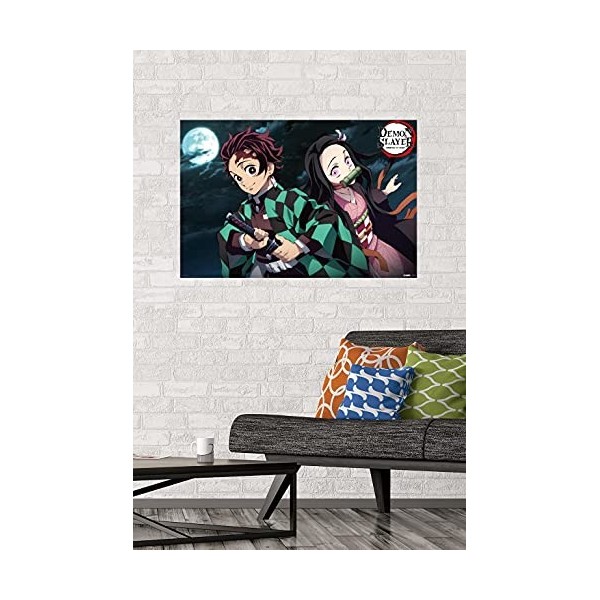 Trends International Demon Slayer-Tanjiro & Nezuko Poster mural, 56, 8 x 86, 4 cm, version sans cadre RP21459