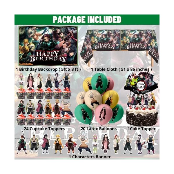 Nelton Fournitures de fête Demon Slayer 