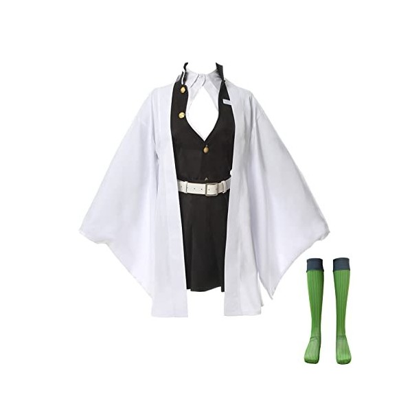 CR ROLECOS Kochou Shinobu Costume de cosplay pour Demon Slayer Kocho Cosplay Kimono Tenue Robe Uniforme Costume Halloween L