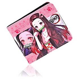 Roffatide Anime Demon Slayer Kamado Nezuko Portefeuilles en Cuir Artificiel Mince Portefeuille À Deux Volets Portefeuille À U