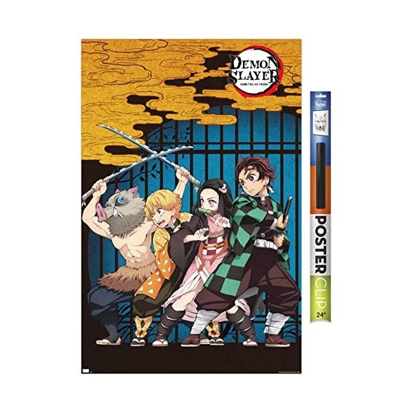 Trends International Demon Slayer – Poster mural de groupe 56,8 x 86,4 cm, impression de qualité supérieure et ensemble de cr