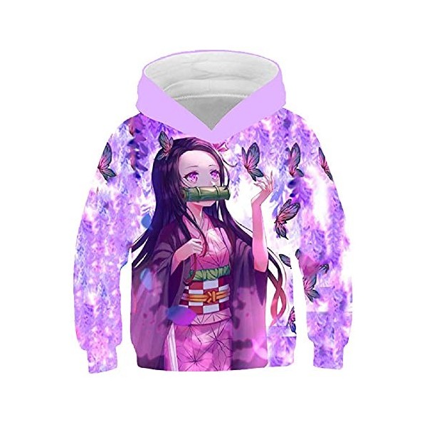 Yumenam Enfant Demon Slayer Sweat à Capuche Tanjirou Nezuko Imprimé Casual Hoodie Cosplay Déguisement dhalloween pour Garçon