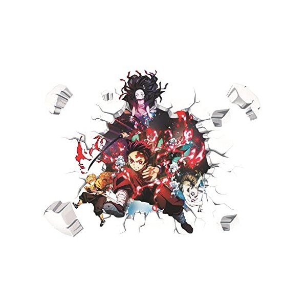 Autocollants muraux Demon Slayer pour chambre denfant, décoration murale darrière-plan de lanime, poster autocollant pour