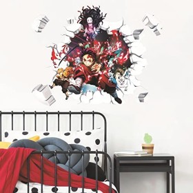 Autocollants muraux Demon Slayer pour chambre denfant, décoration murale darrière-plan de lanime, poster autocollant pour 
