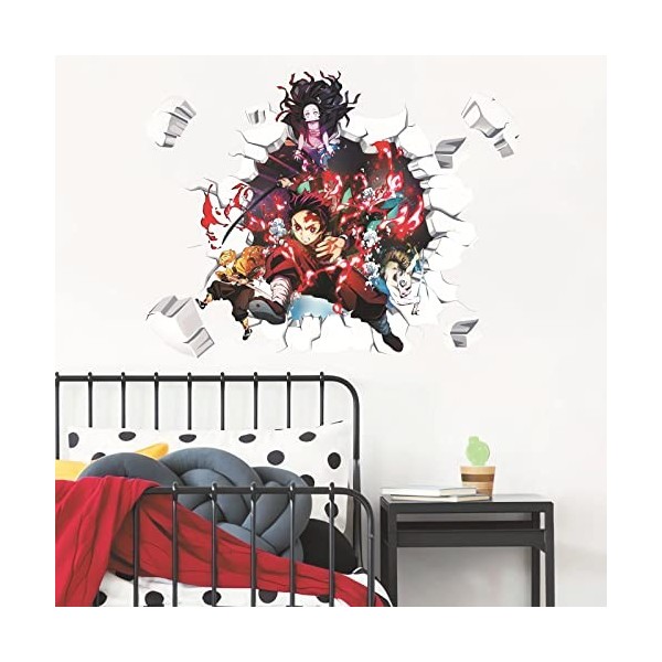 Autocollants muraux Demon Slayer pour chambre denfant, décoration murale darrière-plan de lanime, poster autocollant pour