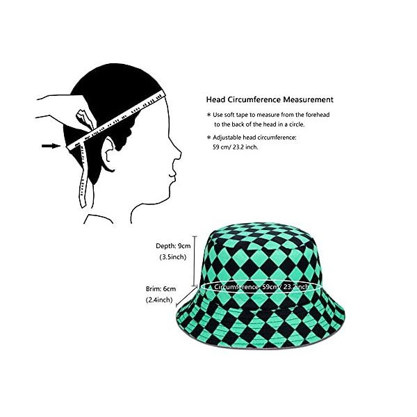 Roffatide Anime Demon Slayer Tanjirou Nezuko Chapeau de Seau Tout Imprimé Chapeau de Pêche Réversible Double Face Porter