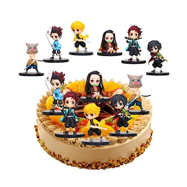 Figurine Gâteau Topper, 6 Pièces Démon Slayer Cake Topper, Dessin animé gâteau décorations pour les Fans dAnime, Figurines D