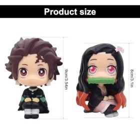 Demon Slayer Figurine, 2 Pièces Figurines de démon Slayer, Démon Slayer Cake Topper, Figurines de Dessin Animé, Figurines Da