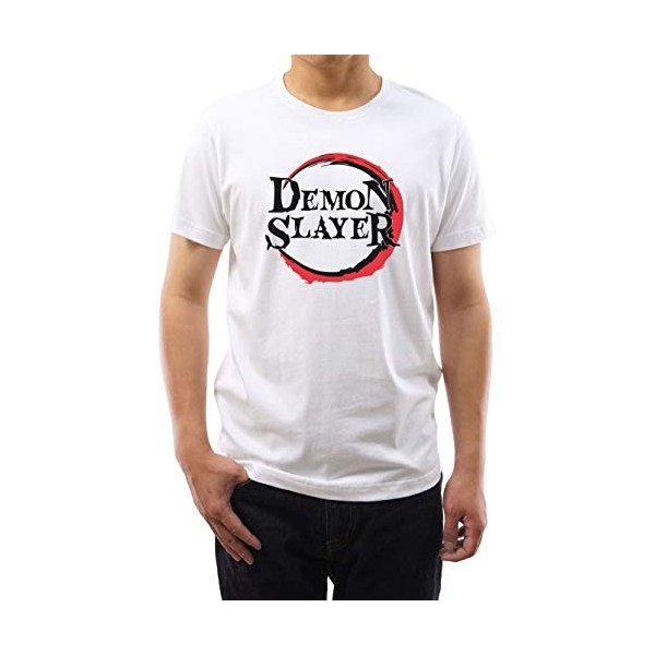 GMYG Demon Slayer Anime Tanjirou Nezuko Japonais Manga Logo Graphique 100% Coton Premium Imprimé à Manches Courtes Hommes/Fem