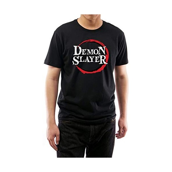 GMYG Demon Slayer Anime Tanjirou Nezuko Japonais Manga Logo Graphique 100% Coton Premium Imprimé à Manches Courtes Hommes/Fem