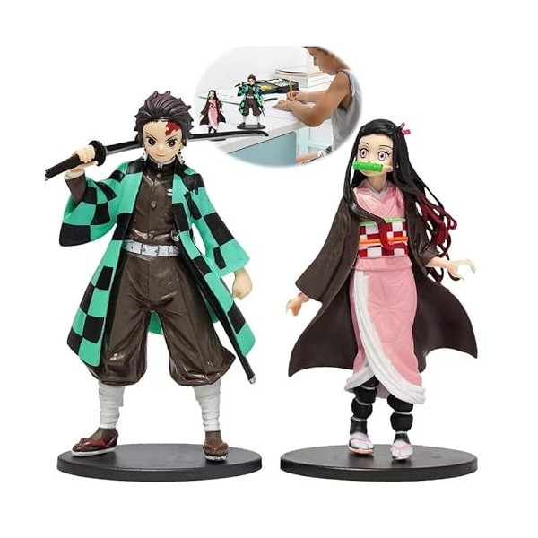 2 Pièces Figurines de Dessin Animé,Anime Figurine,Cupcake Topper,Personnage animé,Modèle de Personnage animé, Mini Figurines,