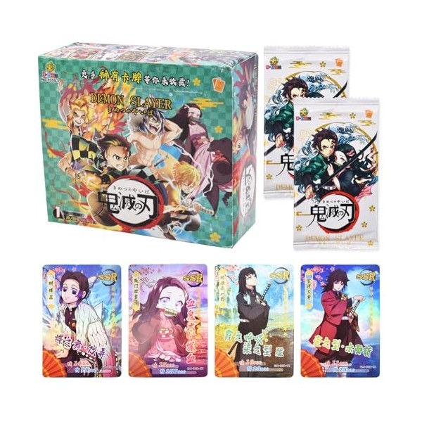 CBOSNF 160pcs De-Mon-Slayer TCG Cards Animé Cartes à Collectionner Cartes à Jouer de Dessin Animé Cartoon Trading Card Box An