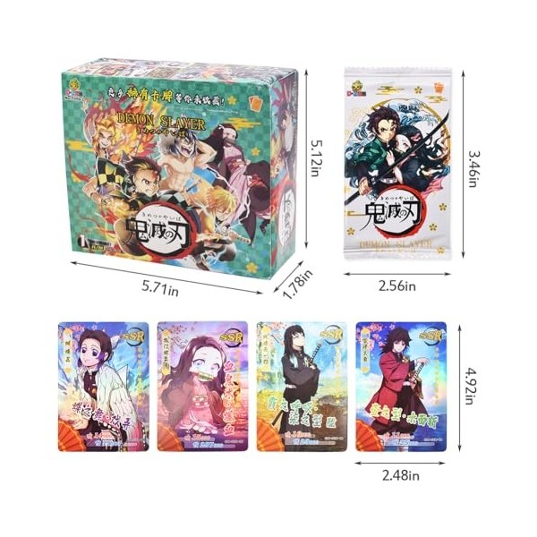 CBOSNF 160pcs De-Mon-Slayer TCG Cards Animé Cartes à Collectionner Cartes à Jouer de Dessin Animé Cartoon Trading Card Box An