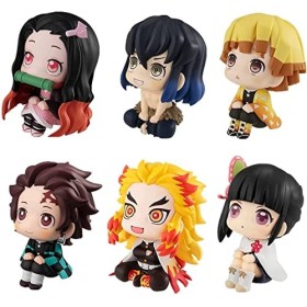 D-TREE Lot de 6 figurines daction Demon Slayer - Figurine danime Tanjiro Nezuko Inosuke - Poupée Rengoku Zenitsu Shinobu - 