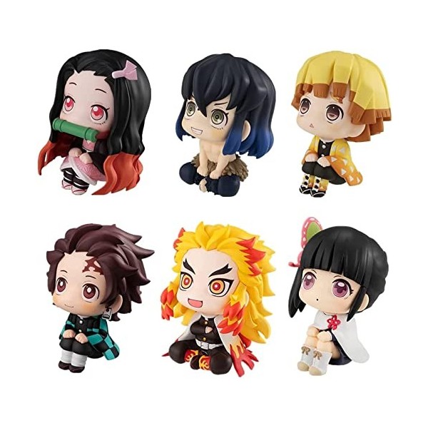 D-TREE Lot de 6 figurines daction Demon Slayer - Figurine danime Tanjiro Nezuko Inosuke - Poupée Rengoku Zenitsu Shinobu - 