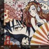 Linnea Carré Jacquard Shogun Motif Composition Manga Rose Fuchsia