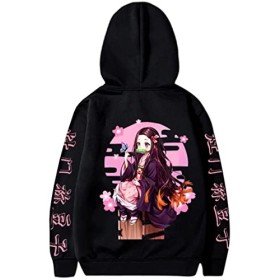 OLIPHEE Femmes Sweat à Capuche Anime Imprimé Sweatshirt Harajuku Streetwear Cosplay Costume 1Noir-3,XL 