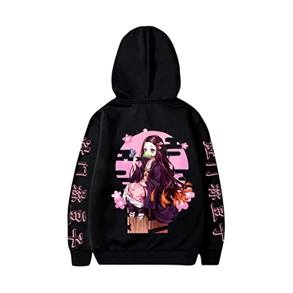 OLIPHEE Femmes Sweat à Capuche Anime Imprimé Sweatshirt Harajuku Streetwear Cosplay Costume 1Noir-3,XL 