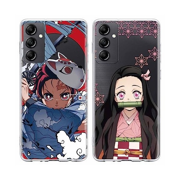 2 Pièces Coque pour Samsung Galaxy A14 5G 6.8" Antichoc Doux TPU Silicone Protection Housse, Étui de Téléphone Anime Demon Sl