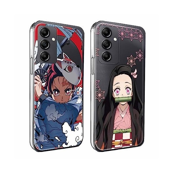 2 Pièces Coque pour Samsung Galaxy A14 5G 6.8" Antichoc Doux TPU Silicone Protection Housse, Étui de Téléphone Anime Demon Sl