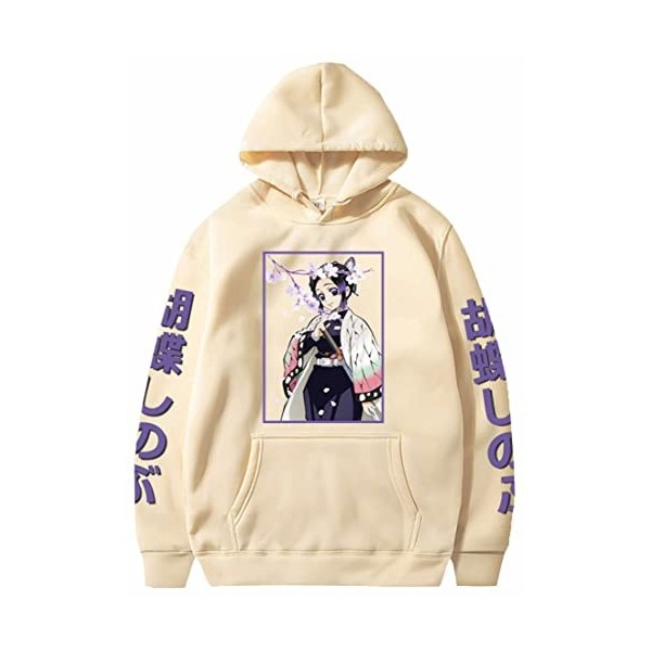 WINKEEY Femme Sweat à Capuche Animé Japonais Pull Chaud Imprimé Nezuko Shinobu pour Les Fans, 1 Noir Nezuko Papillon 4XL