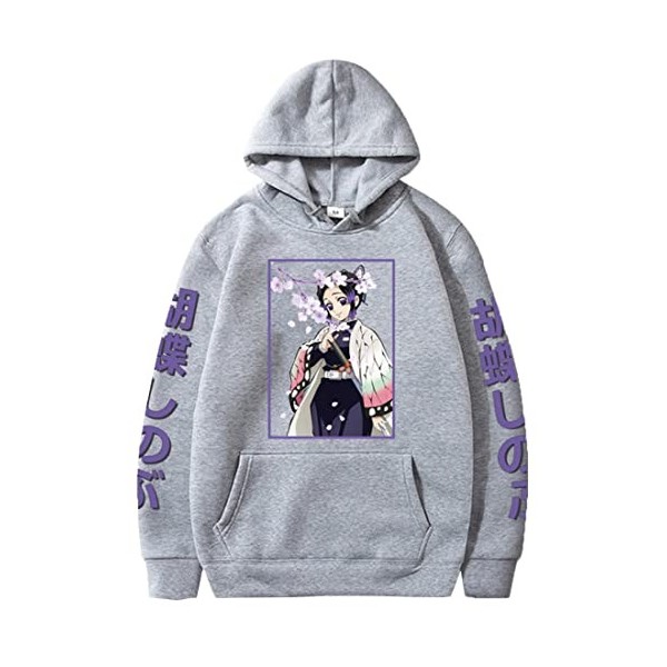 WINKEEY Femme Sweat à Capuche Animé Japonais Pull Chaud Imprimé Nezuko Shinobu pour Les Fans, 1 Noir Nezuko Papillon 4XL