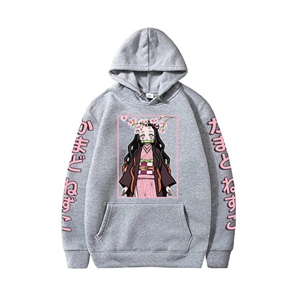 WINKEEY Femme Sweat à Capuche Animé Japonais Pull Chaud Imprimé Nezuko Shinobu pour Les Fans, 1 Noir Nezuko Papillon 4XL