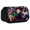 PIIMNT Trousse Demon Slayer, Anime Trousse Scolaire, Demon Slayer Pencil Case Sac à Stylos à Double Fermeture Eclair Grande T