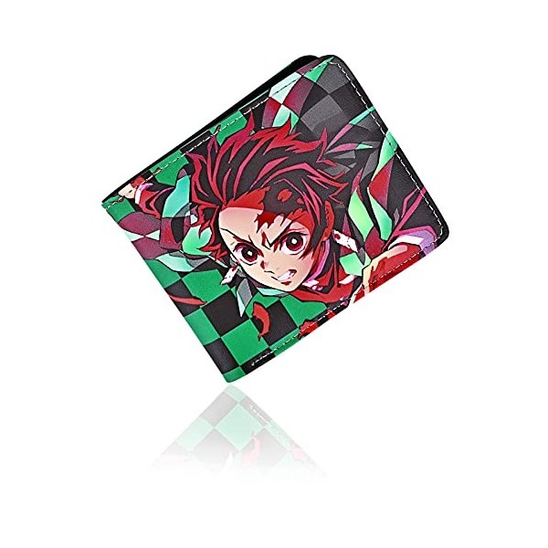 Roffatide Anime Demon Slayer Kamado Nezuko Portefeuilles en Cuir Artificiel Mince Portefeuille À Deux Volets Portefeuille À U