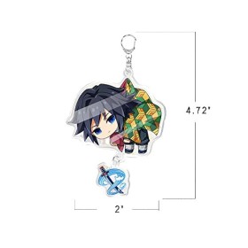 SRDEHDYE Demon Slayer Lot de 5 porte-clés mignons pour sacs à dos Motif anime Tomioka Giyuu, Nezuko, Tanjirou, Agatsuma Zeni