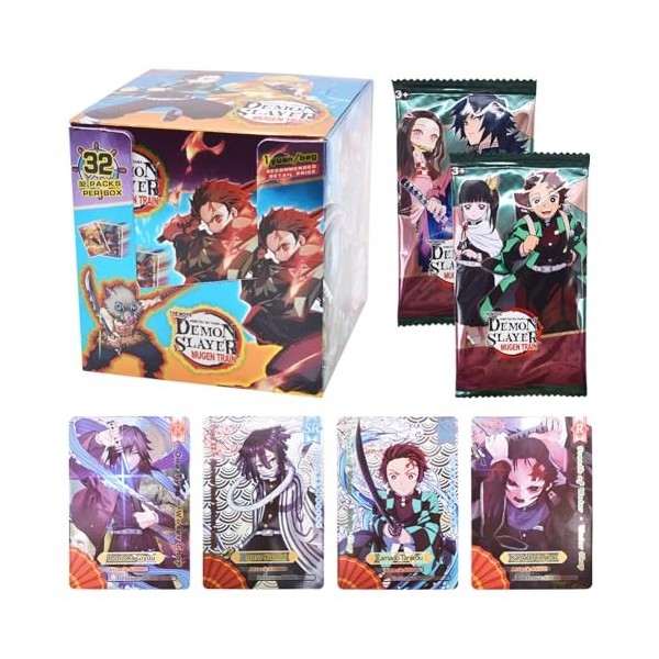 CBOSNF 180pcs De-Mon-Slayer TCG Cards Animé Cartes à Collectionner Cartes à Jouer de Dessin Animé Cartoon Trading Card Box An