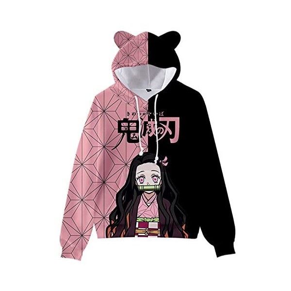 Demon Slayer Cosplay Costume Sweats Mignon Chat Oreille Sweats 3D Imprimé Dessin Animé Anime À Capuche Harajuku Streetwear Ka
