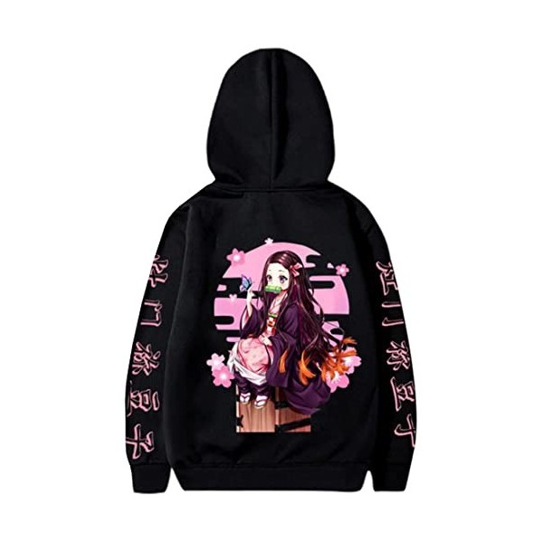 OLIPHEE Femmes Sweat à Capuche Anime Imprimé Sweatshirt Harajuku Streetwear Cosplay Costume 1Noir-3,XS 