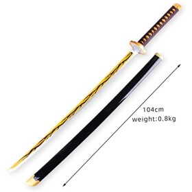 IXIM Epee en Demon Slayer Katana 104cm/41in Samurai Ninja Wooden Sword Arme pour Kamado Tanjiro Sabre, Enfants Replique Epee 