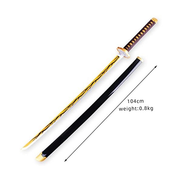 IXIM Epee en Demon Slayer Katana 104cm/41in Samurai Ninja Wooden Sword Arme pour Kamado Tanjiro Sabre, Enfants Replique Epee 