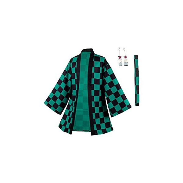 Taeyue Anime Demon Slayer Kamado Tanjirou Cosplay Costume Kimetsu no Yaiba Halloween Carnaval Cosplay Manteau Kimono Veste Ho
