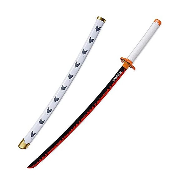 KELEBUE 104cm/80cm, Demon Slayer Cosplay, Rengoku Kyoujurou, Fait Main, Katana, Fans DAnime, Bois Exquis, éPéEs, Objets De C
