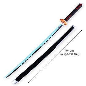 IXIM Epee en Demon Slayer Katana 104cm/41in Samurai Ninja Wooden Sword Arme pour Kamado Tanjiro Tanjiro Sabre épée en Bois, E