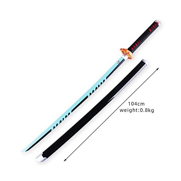IXIM Epee en Demon Slayer Katana 104cm/41in Samurai Ninja Wooden Sword Arme pour Kamado Tanjiro Tanjiro Sabre épée en Bois, E