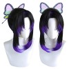 Lwiuentx Anime Cosplay Kamado Tanjirou Perruque Courte en Couches Pour la Fête DHalloween + Bonnet de Perruque Gratuit