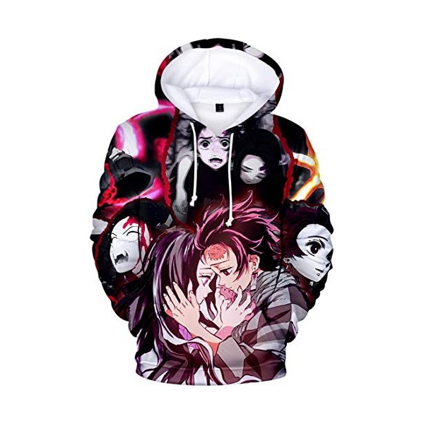 OLIPHEE Homme 3D Sweat Sweater avec Capuche Pull Imprimé Anime Occasionnel Hoodies Couple Manches Longues 0970,M 