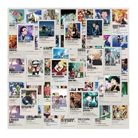 Tacomexi Anime Esthétique Autocollant Mur Collage Kit 50 PCS Anime Chambre Décor 4.5x6 cm Petit Anime Affiches Photos Collage