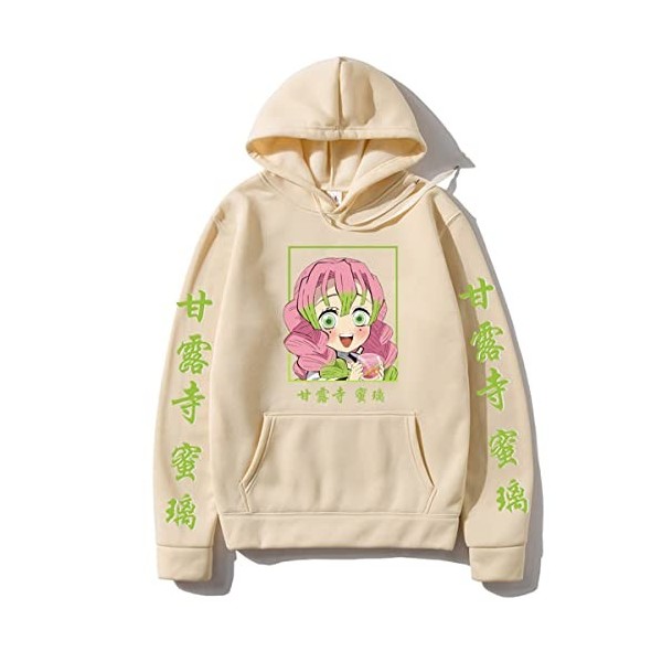 Sybnwnwm Demon Slayer Sweat à capuche Kimetsu No Yaiba - Imprimé Kanroji Mitsuri, blanc, XS